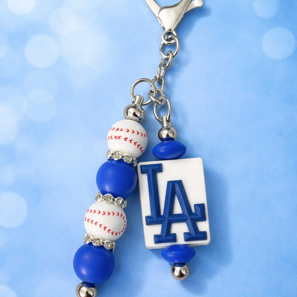 Homemade MLB Los Angeles Dodgers baseball keychain purse bag backpack charm
